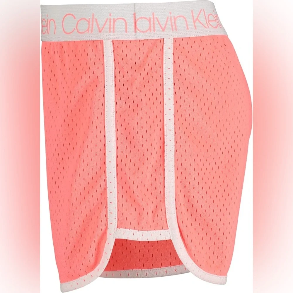 Calvin Klein Girls Performance Mesh Shorts Large Jolt‎ Pink Elastic Waist New